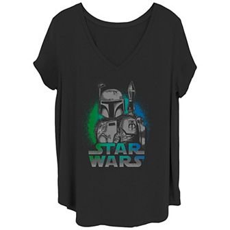 Disney's Star Wars Juniors' Plus Size Fett Spray V-Neck Graphic Tee