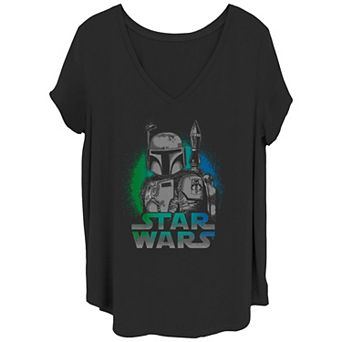 Disney's Star Wars Juniors' Plus Size Fett Spray V-Neck Graphic Tee