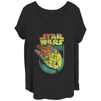 Disney's Star Wars Juniors' Plus Size Falcon Flight Logo V-Neck Graphic Tee