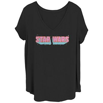 Disney's Star Wars Juniors' Plus Size Comic Logo V-Neck Graphic Tee