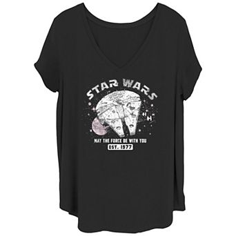 Disney's Star Wars Juniors' Plus Size May The Force Be With You V-Neck Graphic Tee