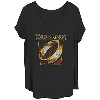 Juniors' Plus Size The Lord Of The Rings Madeworn Ring V-Neck Graphic Tee
