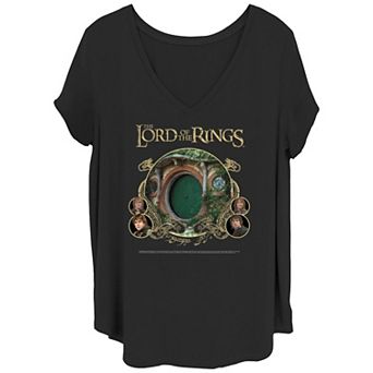 Juniors' Plus Size The Lord Of The Rings Hobbit House V-Neck Graphic Tee