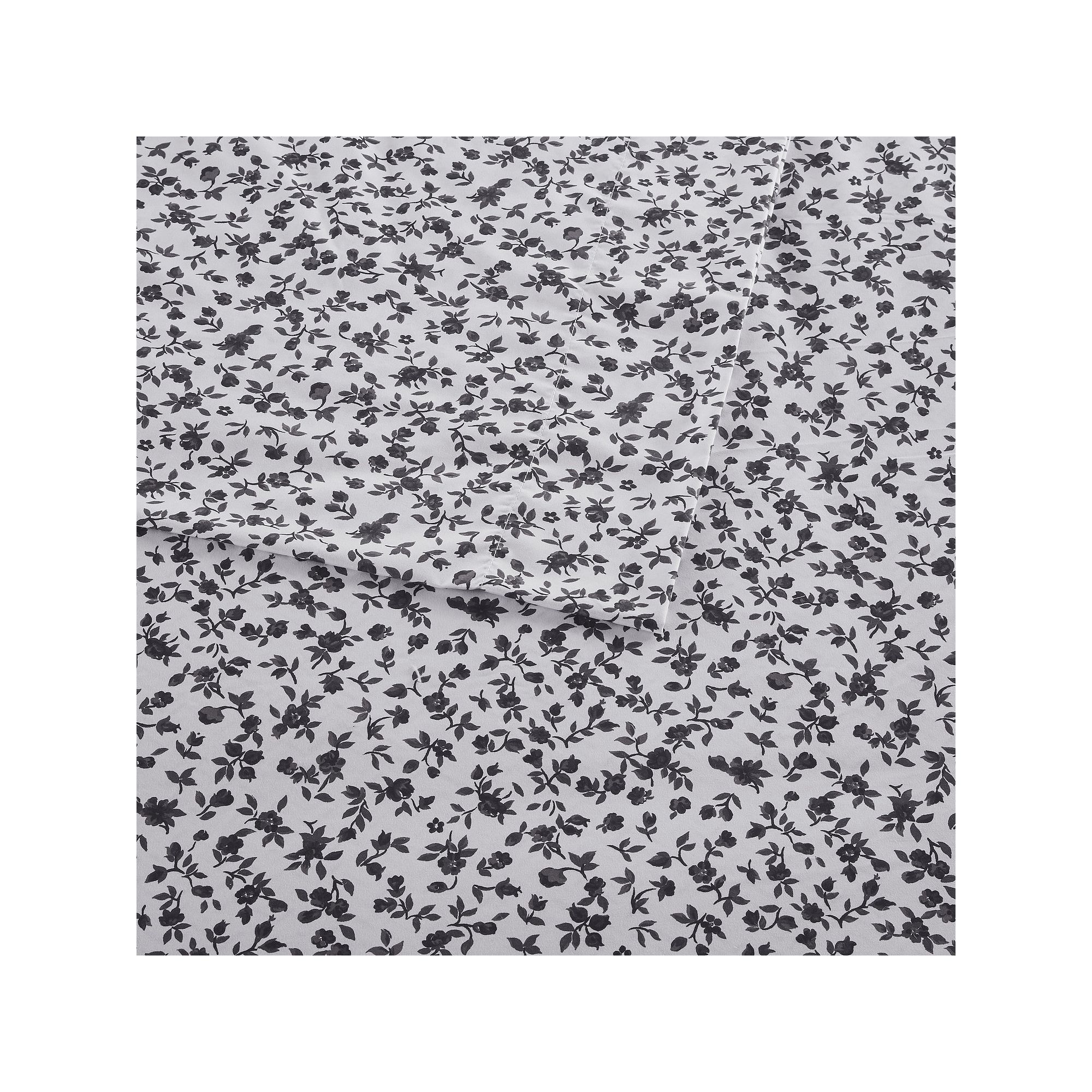Intelligent Design Printed Microfiber Sheet Set, Black Floral