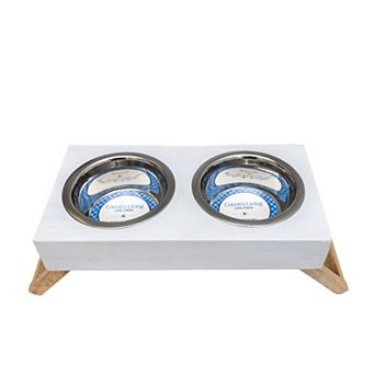 Country Living Elevated Dog Wood Feeder - Distressed White/Medium