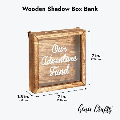 Our Adventure Travel Fund Bank for Adults, Rustic Wooden Honeymoon Piggy Bank for Wedding Gift (7 x 7 In)