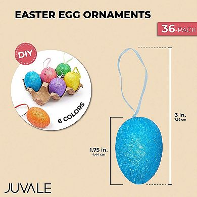 36x Easter Plastic Egg Ornaments for Holiday Home Decorations, Party Favor Decor