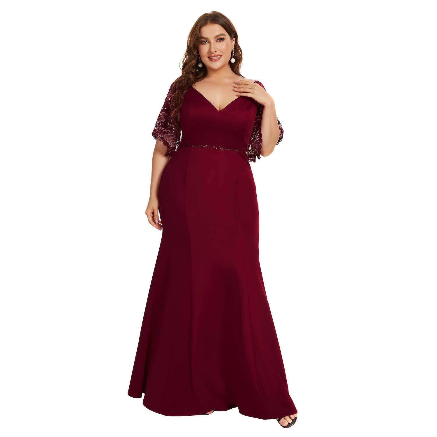 Plus Size V Neck Elegant Long Formal Dresses