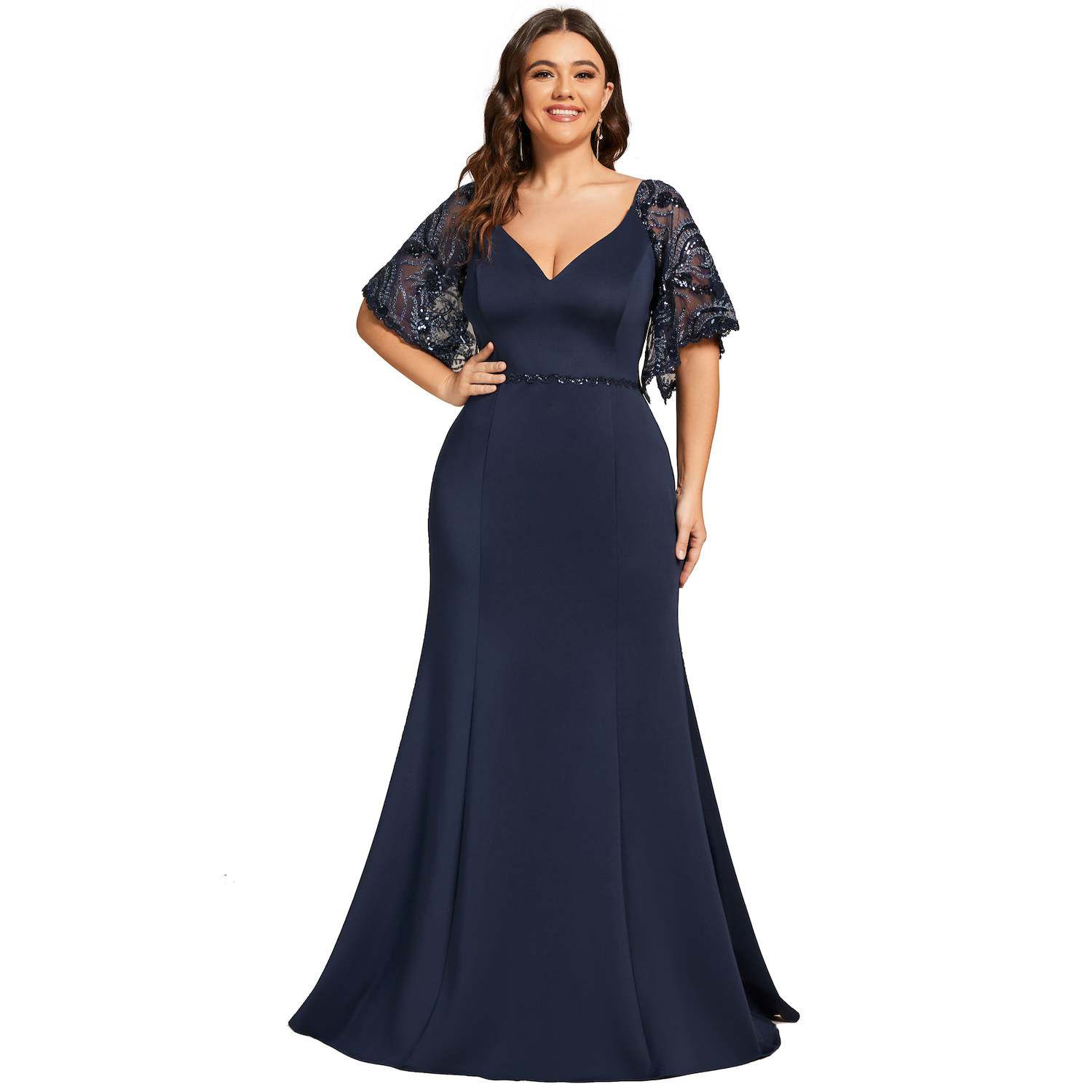 Plus Size V Neck Elegant Long Formal Dresses