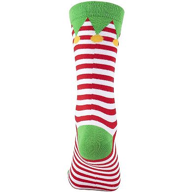 Christmas Elf Socks, Holiday Striped Crew Socks for Men and Women (Unisex, 2 Pairs)