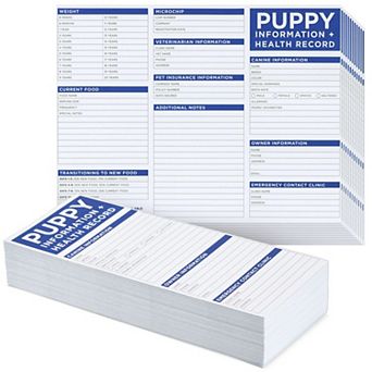 60 Pack Puppy Vaccine Cards, Canine Health Record Pamphlets (8.5 X 11 in