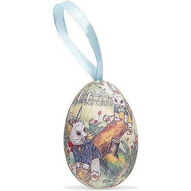 36x Easter Foam Bunny Eggs Hanging Ornaments with Egg Holder for Home Decoration
