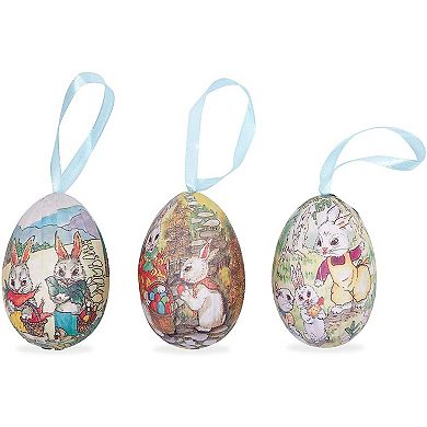 36x Easter Foam Bunny Eggs Hanging Ornaments with Egg Holder for Home Decoration