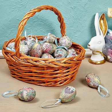 36x Easter Foam Bunny Eggs Hanging Ornaments with Egg Holder for Home Decoration