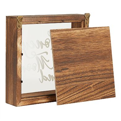 Wood Honeymoon Fund Box Wedding Gifts, Shadow Piggy Bank, Rustic Home Decor Supplies (7x7 In)
