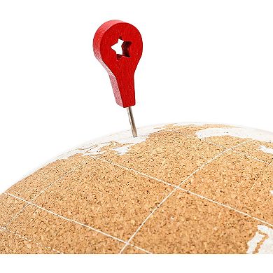 Mini Cork Globe, 6 Push Pins, Educational World Map for Desktop (5.9 x 7.87 in)