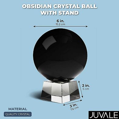 150mm 6" Black Obsidian Crystal Ball Sphere with Stand for Meditation Healing