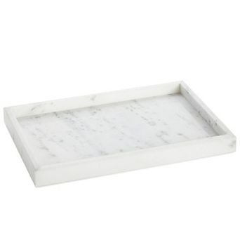 White Marble Vanity Tray for Jewelry, Candles, Perfume (11.75 x 7.75 In)