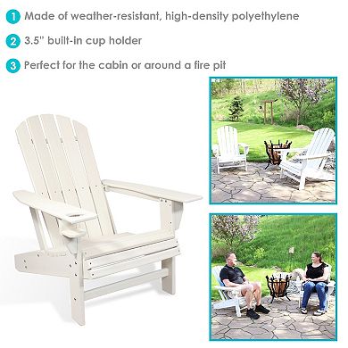 Sunnydaze Lake Style Adirondack Chair with Cup Holder