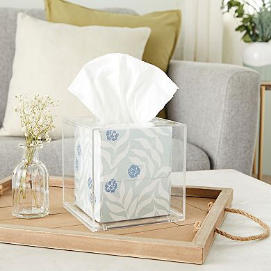 2 Pack Square Acrylic Tissue Box Holder, Decorative Clear Tissue Dispenser for Countertop, Bathroom, Bedroom (5.5 In)