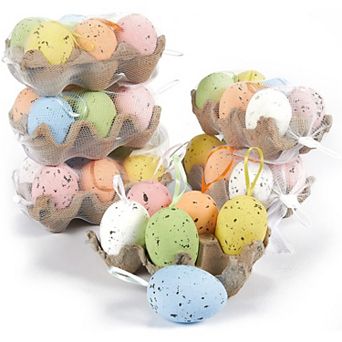 36 Pack Easter Egg Ornaments, 6 Metallic Gold Designs, Easter Decorations