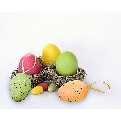 36 Pack Easter Egg Ornaments, 6 Metallic Gold Designs, Easter Decorations