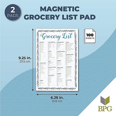 2 Pack Magnetic Grocery List Pad for Fridge Refrigerator To Do List Shopping