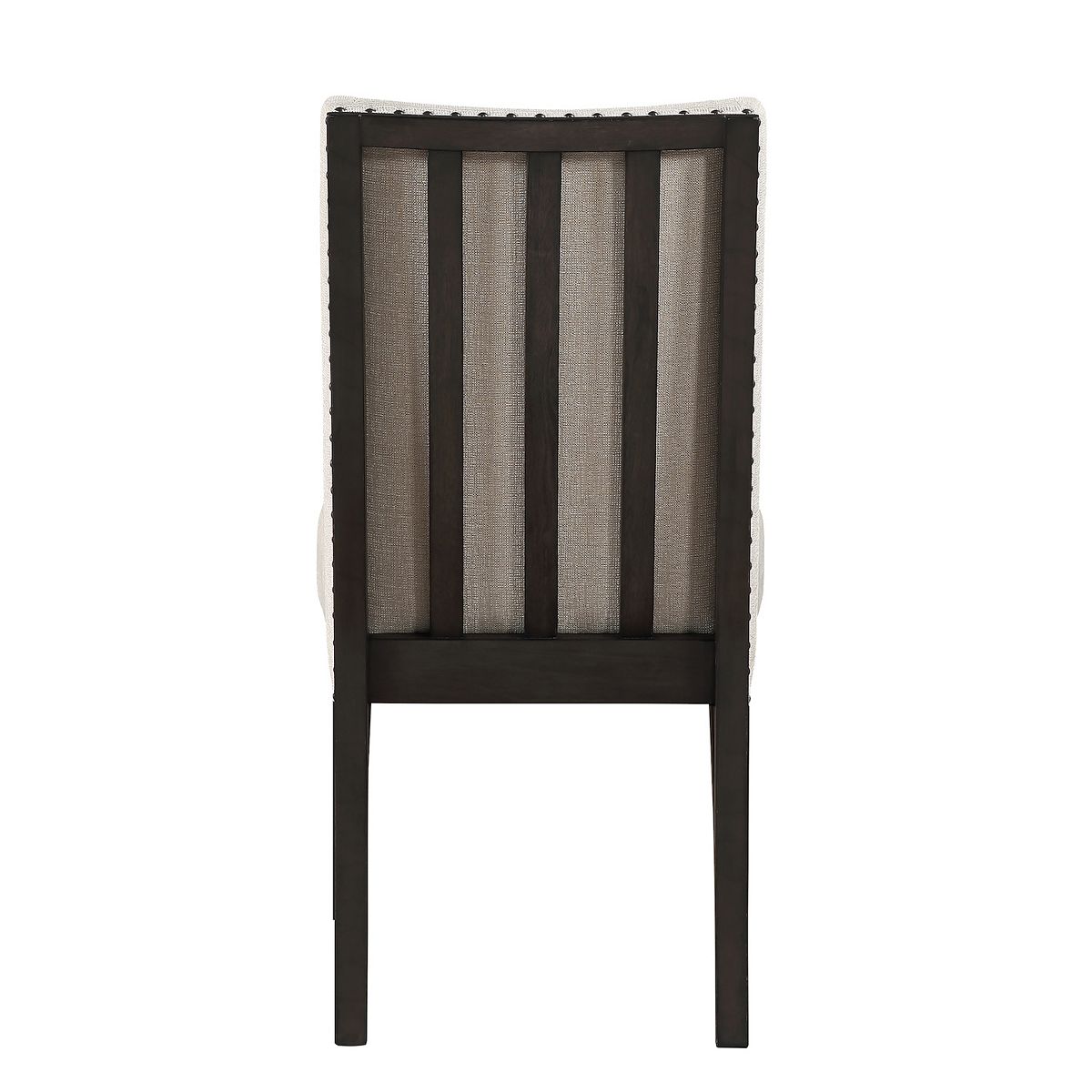 Back view of Napa upholstered dining chair with nailhead trim