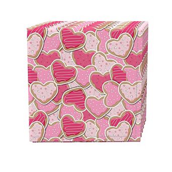 Napkin Set of 4, 100% Cotton, 20x20", Decorated Heart Shaped Cookies