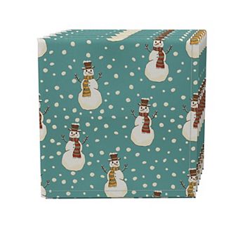 Napkin Set of 4, 100% Cotton, 20x20", Cheerful Snowmen