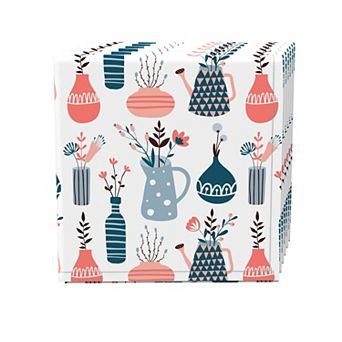 Napkin Set of 4, 100% Cotton, 20x20", Doodle Vases