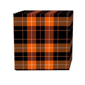 Napkin Set of 4, 100% Cotton, 20x20", Halloween Plaid