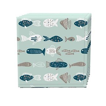 Napkin Set of 4, 100% Cotton, 20x20", Doodle Fishes