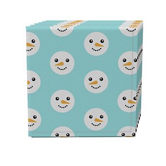 Napkin Set of 4, 100% Cotton, 20x20", Snowman Faces