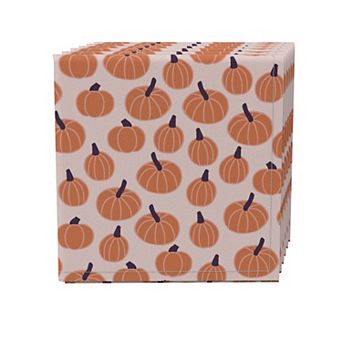 Napkin Set of 4, 100% Cotton, 20x20", Cute Pumpkin Background