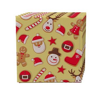 Napkin Set of 4, 100% Cotton, 20x20", Merry Holiday Cookies
