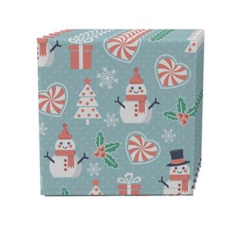 Napkin Set of 4, 100% Cotton, 20x20", Merry Holiday Designs