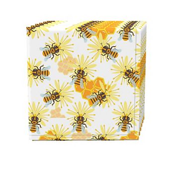 Napkin Set of 4, 100% Cotton, 20x20", Honey Bee Sketch
