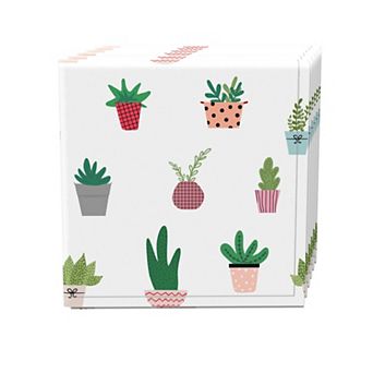 Napkin Set of 4, 100% Cotton, 20x20", Cartoon Succulents