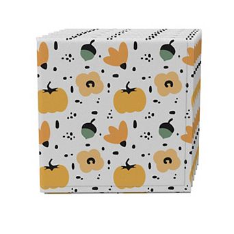 Napkin Set of 4, 100% Cotton, 20x20", Cartoon Pumpkin Design