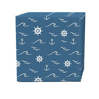 Napkin Set of 4, 100% Cotton, 20x20", Coastal Sea