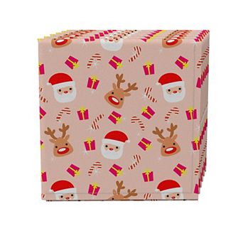 Napkin Set of 4, 100% Cotton, 20x20", Cute Christmas Allover Pattern
