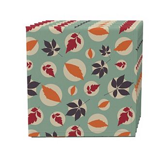Napkin Set of 4, 100% Cotton, 20x20", Leaves in Dots