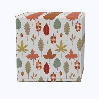 Napkin Set of 4, 100% Cotton, 20x20", Foliage Illustration