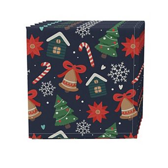 Napkin Set of 4, 100% Cotton, 20x20", Christmas Pattern