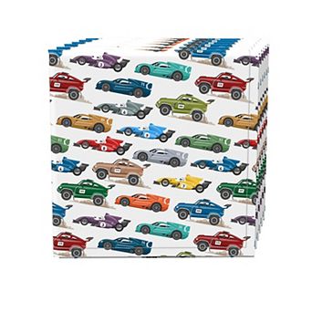 Napkin Set of 4, 100% Cotton, 20x20", Colorful Speed Racers