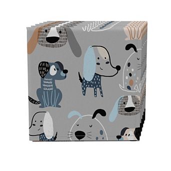 Napkin Set of 4, 100% Cotton, 20x20", Cartoon Pets