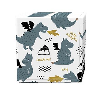 Napkin Set of 4, 100% Cotton, 20x20", Dragons Design