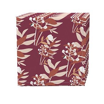 Napkin Set of 4, 100% Cotton, 20x20", Autumn Branches