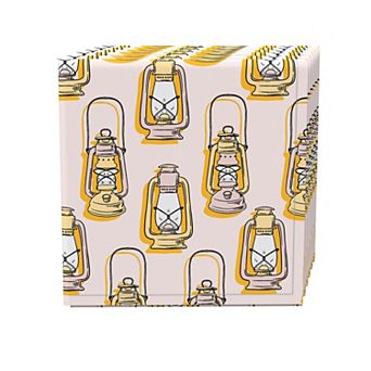 Napkin Set of 4, 100% Cotton, 20x20", Camping Lanterns